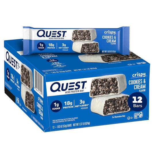 Quest Nutrition Crispy Cookies & Cream Hero Protein Bar, Gluten Free Protein Snack