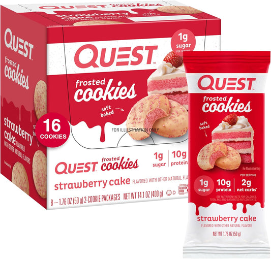 Quest Nutrition Frosted Cookies Twin Pack, Strawberry Cake, 1g Sugar, 10g Protein