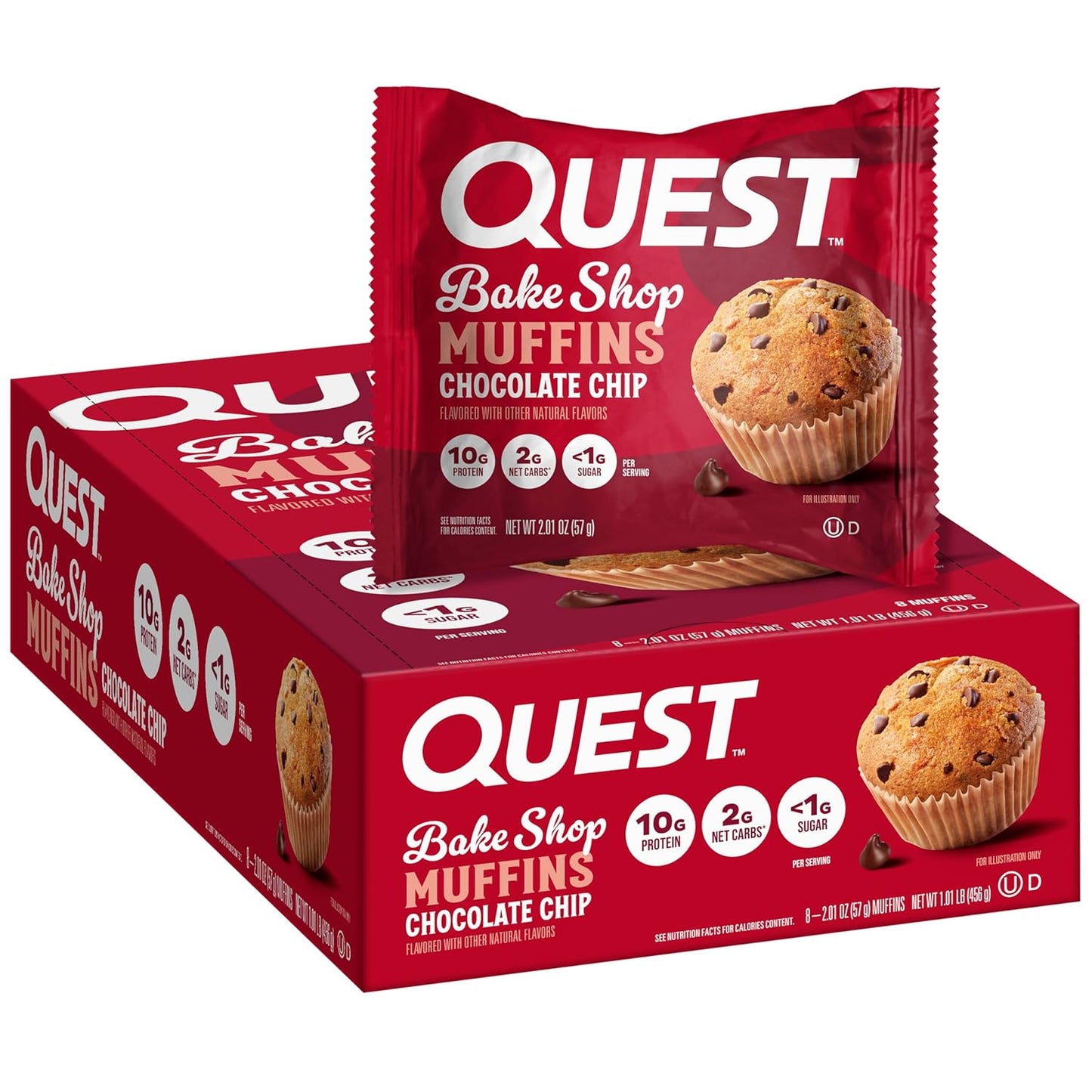 Quest Bake Shop, Chocolate Chip Muffins, High protein, low sugar, 8 Count