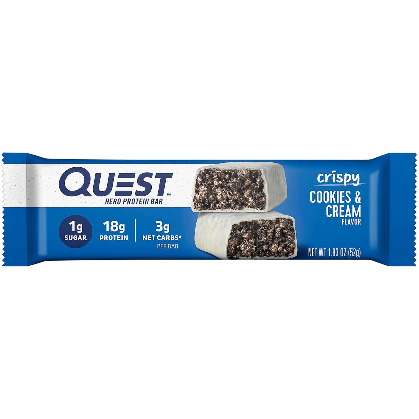 Quest Nutrition Crispy Cookies & Cream Hero Protein Bar, Gluten Free Protein Snack