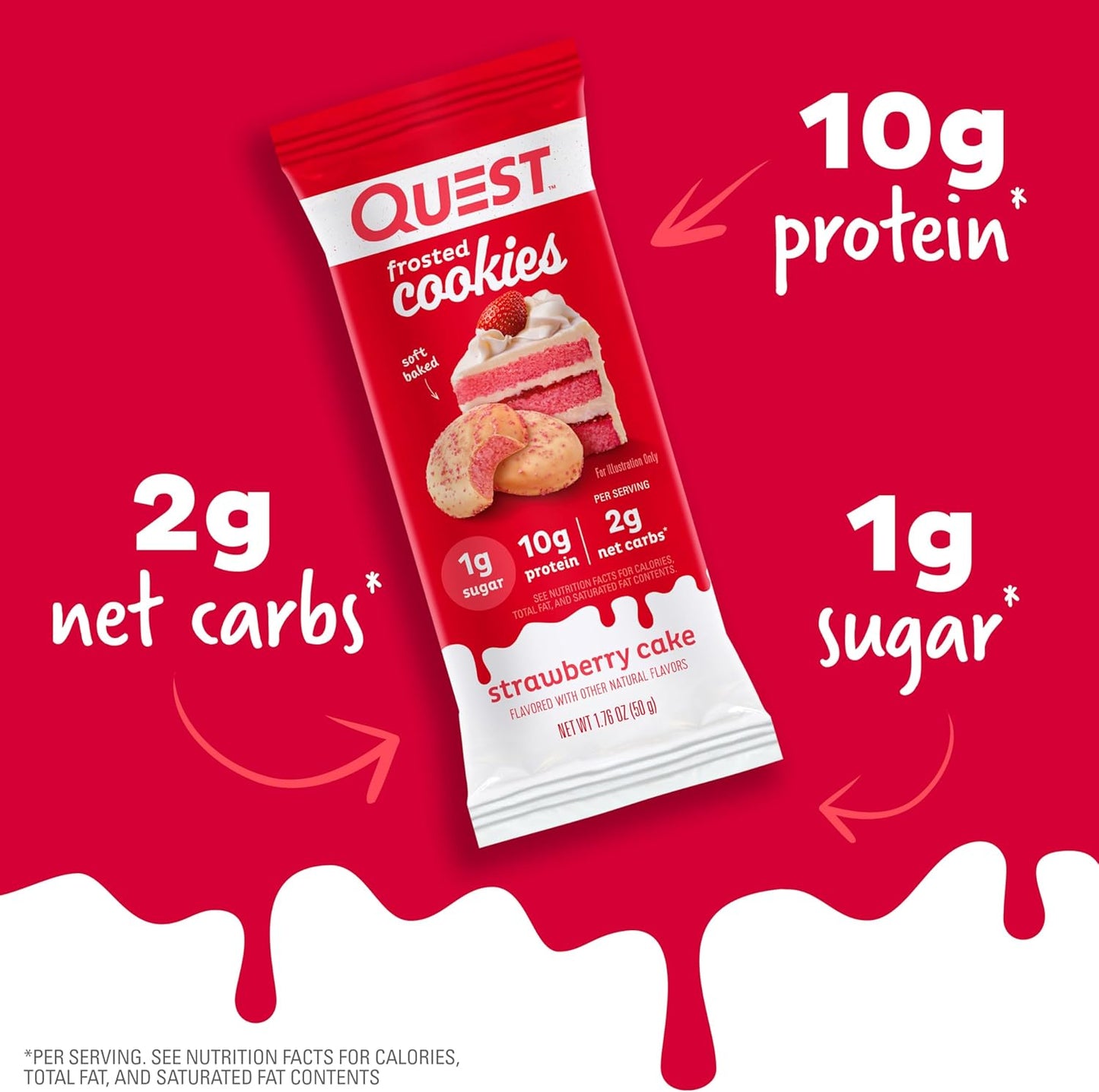 Quest Nutrition Frosted Cookies Twin Pack, Strawberry Cake, 1g Sugar, 10g Protein