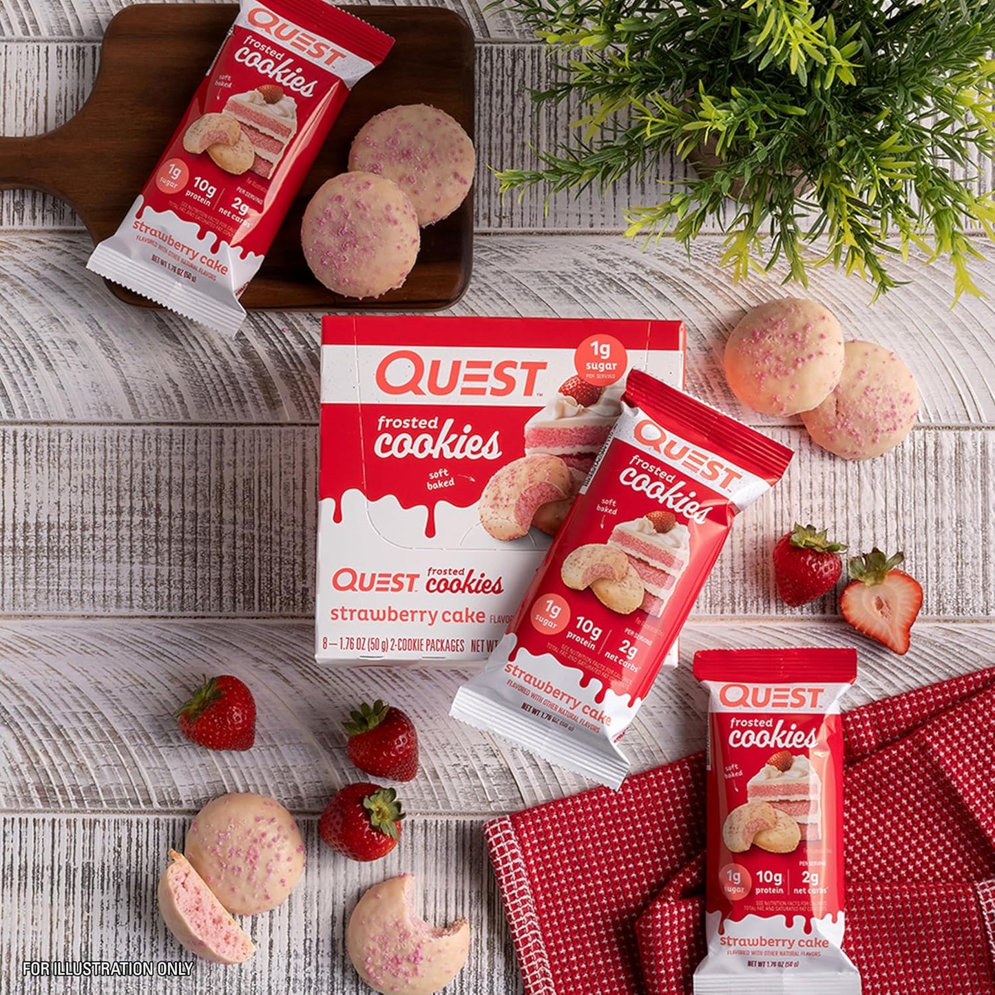 Quest Nutrition Frosted Cookies Twin Pack, Strawberry Cake, 1g Sugar, 10g Protein