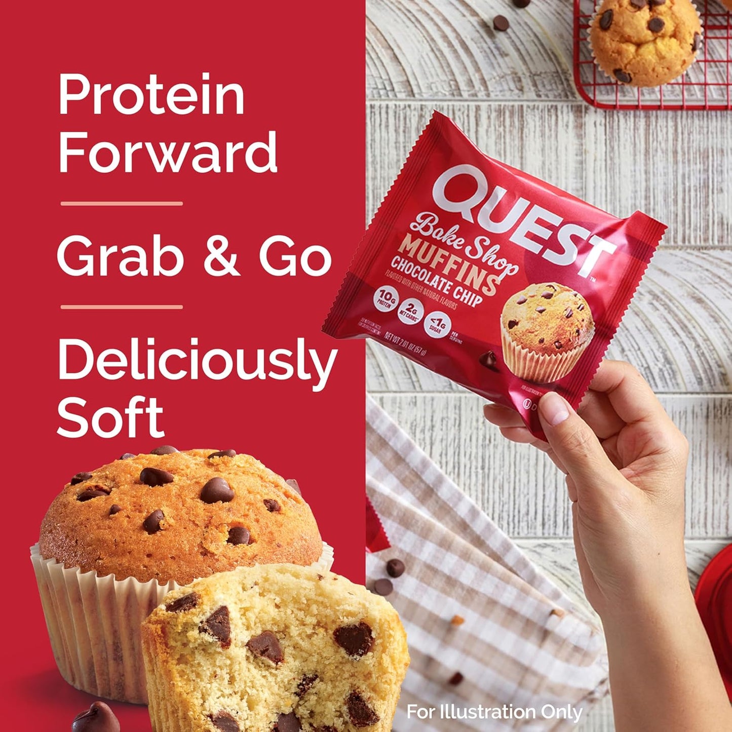 Quest Bake Shop, Chocolate Chip Muffins, High protein, low sugar, 8 Count