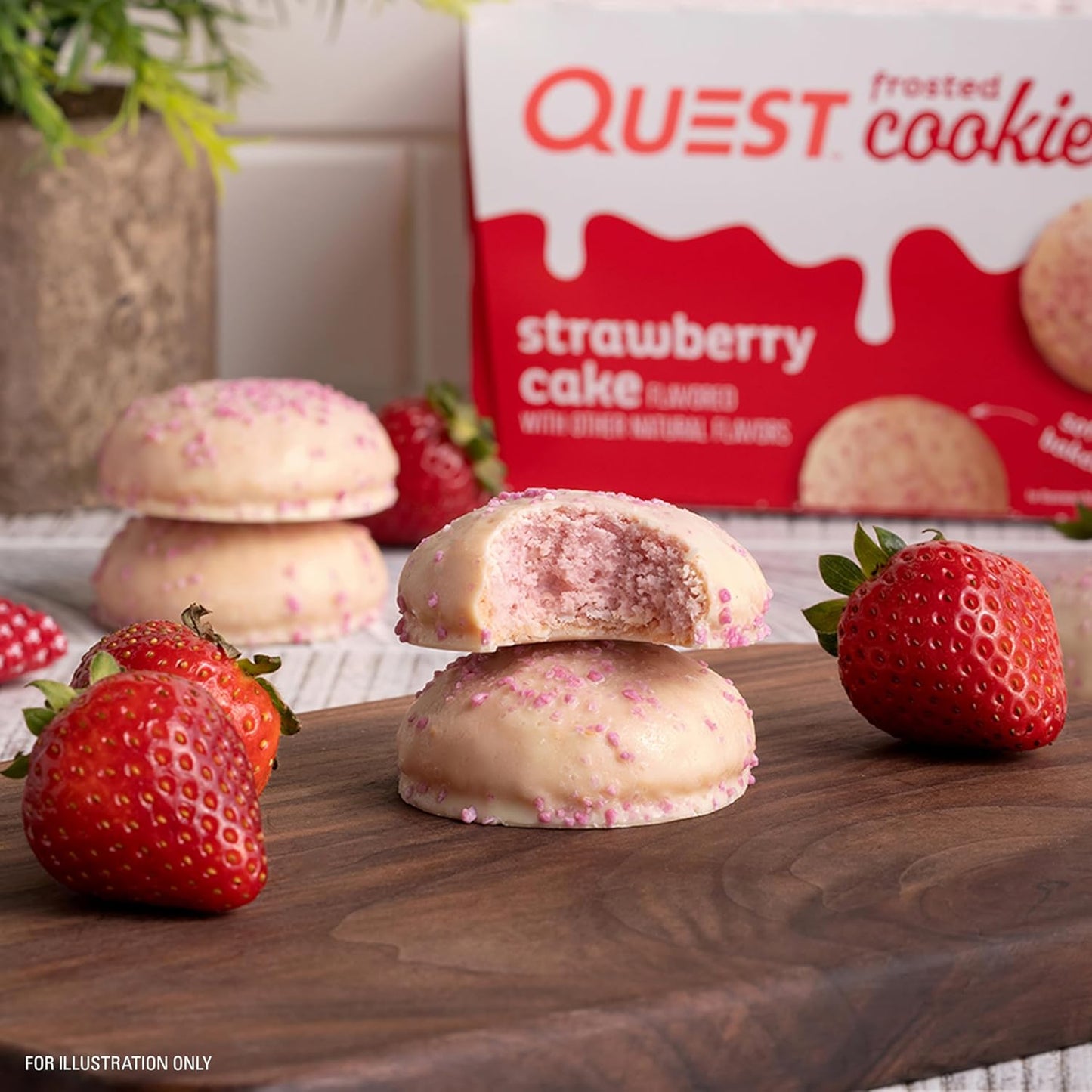 Quest Nutrition Frosted Cookies Twin Pack, Strawberry Cake, 1g Sugar, 10g Protein