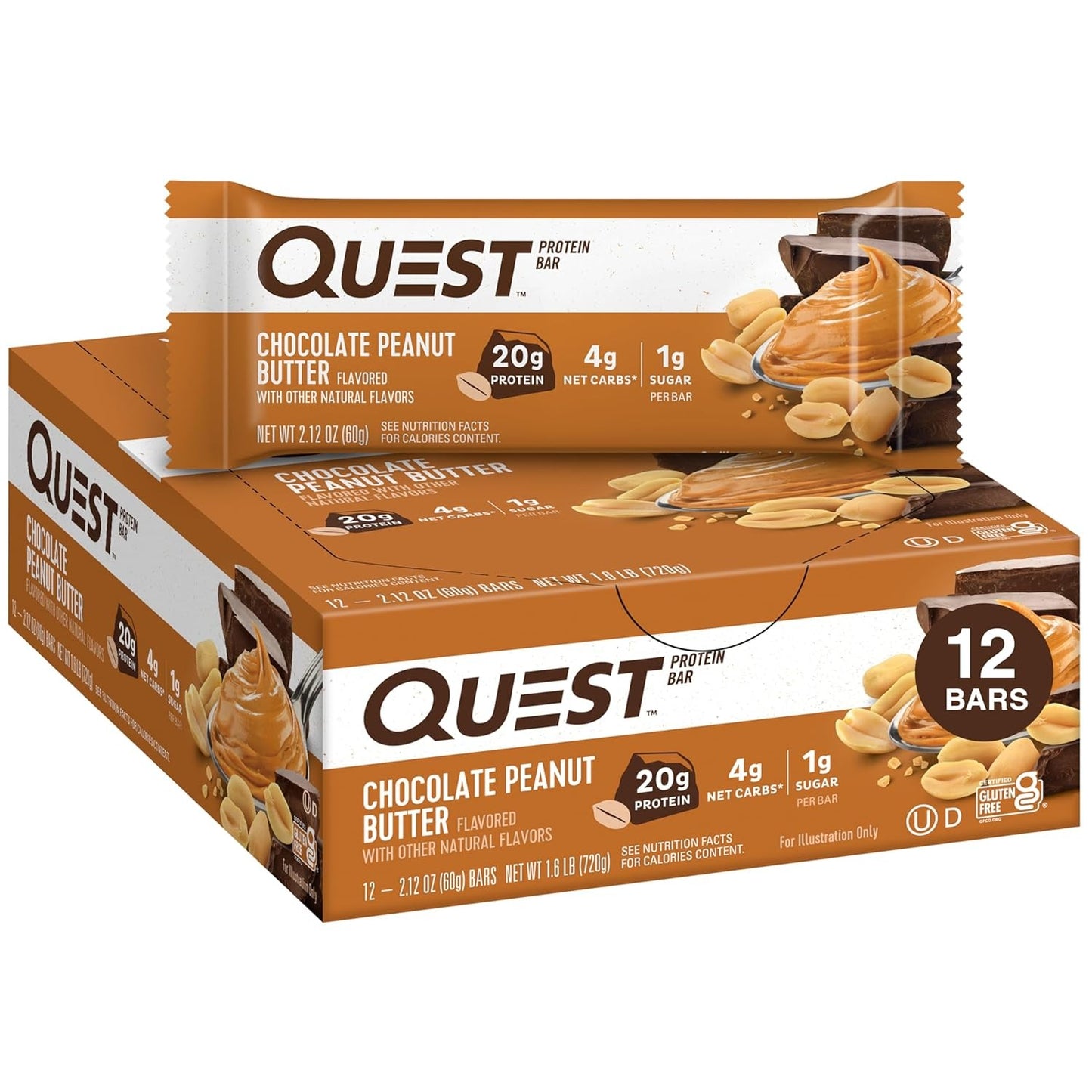 Quest Nutrition Chocolate Chip Cookie Dough Protein Bars, High Protein, Low Sugar