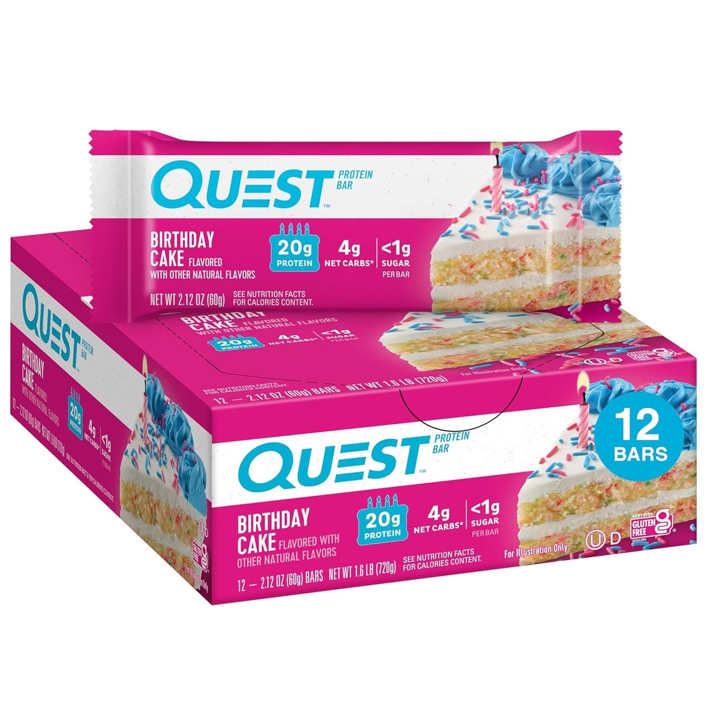 Quest Nutrition Chocolate Chip Cookie Dough Protein Bars, High Protein, Low Sugar