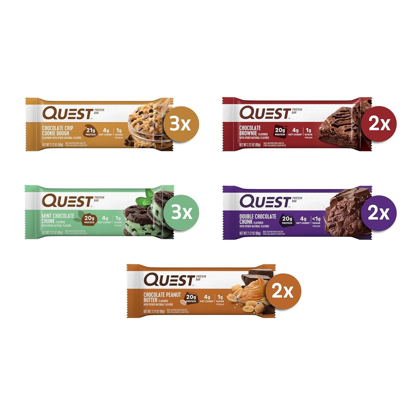 Quest Nutrition Chocolate Chip Cookie Dough Protein Bars, High Protein, Low Sugar