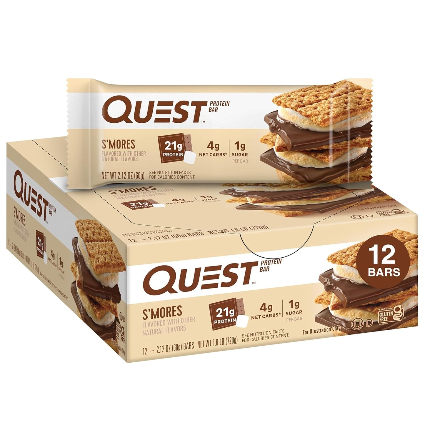 Quest Nutrition Chocolate Chip Cookie Dough Protein Bars, High Protein, Low Sugar