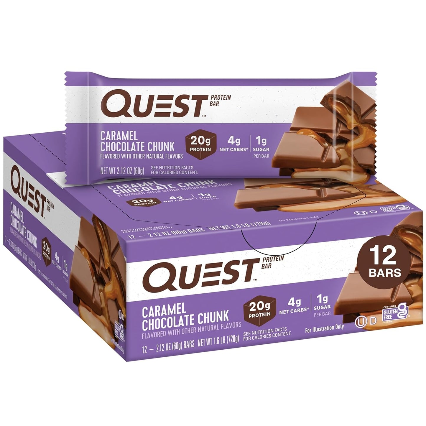 Quest Nutrition Chocolate Chip Cookie Dough Protein Bars, High Protein, Low Sugar